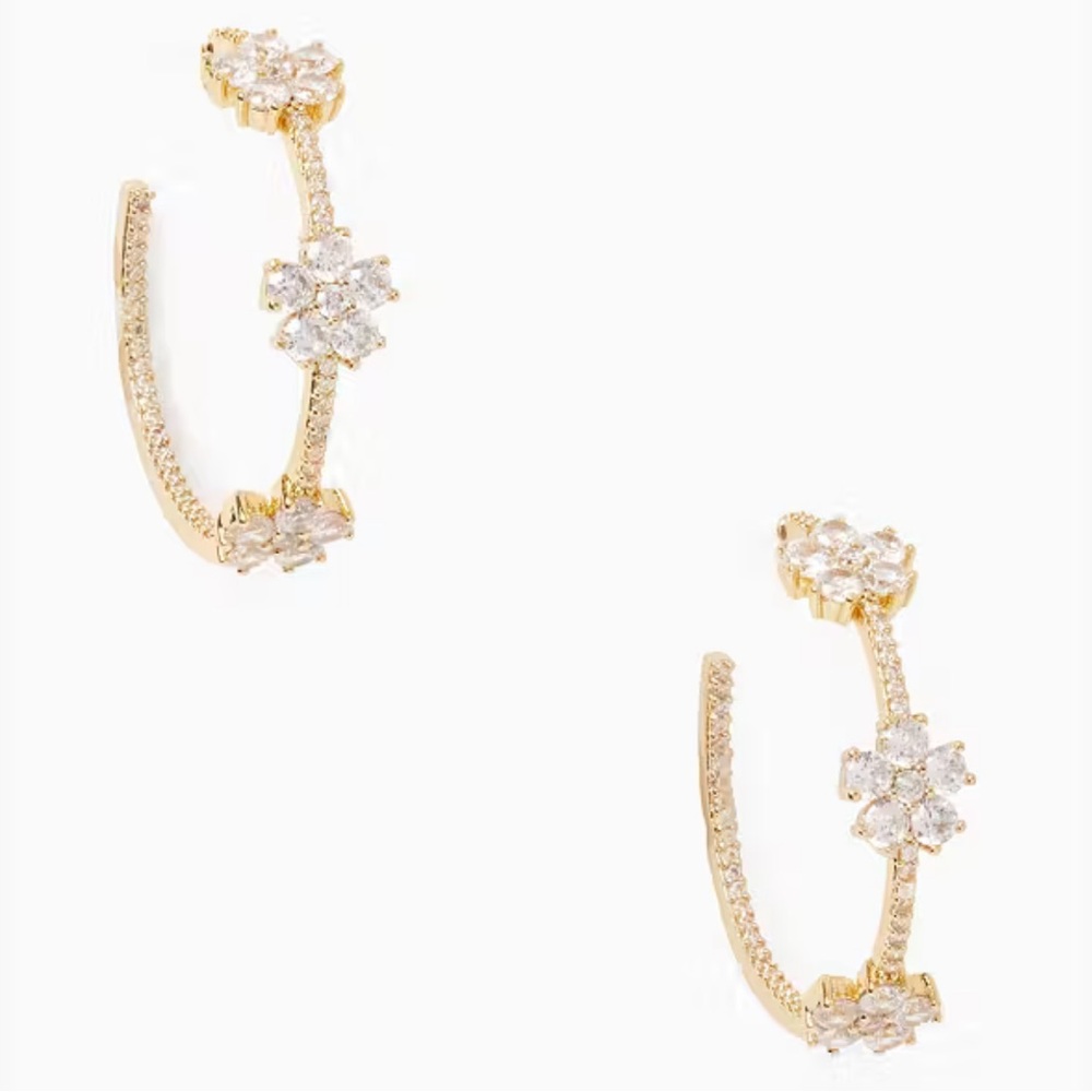 $88 Kate Spade gleaming gardenia hoop earrings gold
